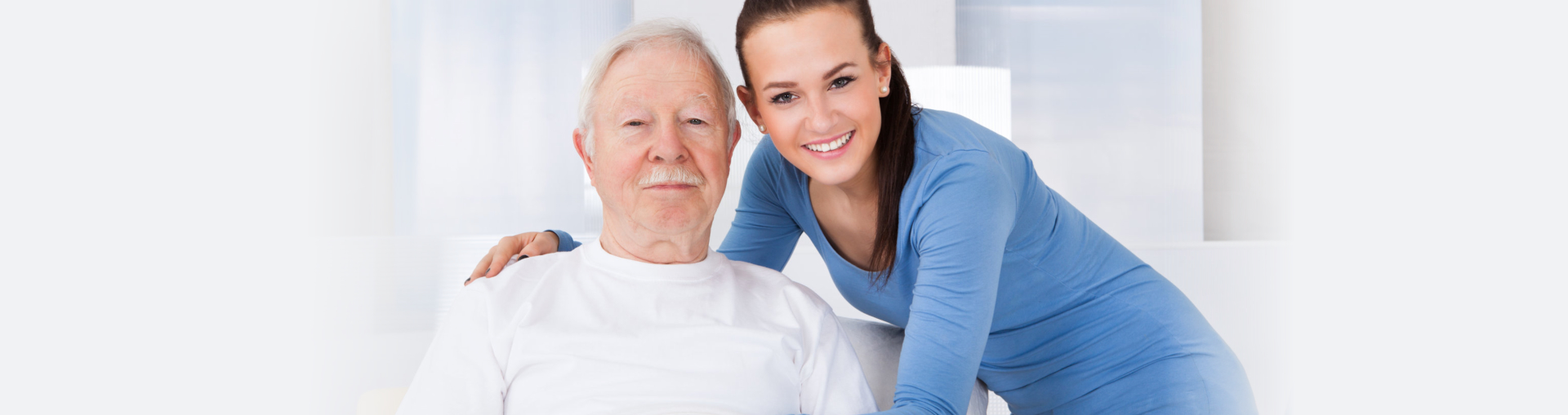 woman and old man smiling